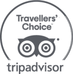 This image shows the TripAdvisor logo with "Travelers' Choice" text above, featuring an owl design and circular border.