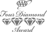 This image shows a logo with "AAA Four Diamond Award" text and four diamond icons below it.