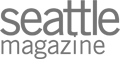 The image shows the logo of "Seattle Magazine" with its name written in grey text against a transparent background.