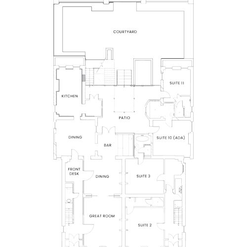 This image shows a detailed floor plan labeled "main level," featuring rooms such as a kitchen, dining room, living room, study, and more.